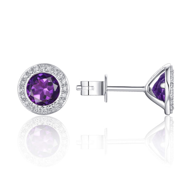 LUVENTE – AMETHYST & DIAMOND POST EARRINGS