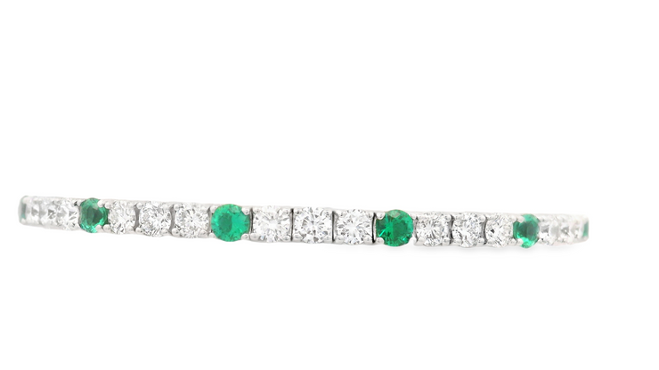 Emerald & Diamond Flexible Bangle Tennis Bracelet