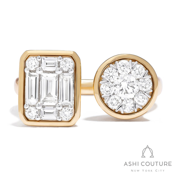 Couture Round & Emerald Toi Et Moi Open Diamond Ring