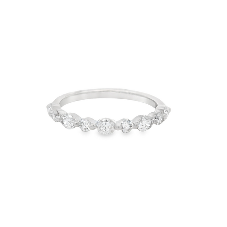 Alternating Shape Diamond Wedding Band - 2/3 Ct
