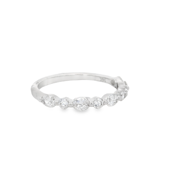 Alternating Shape Diamond Wedding Band - 2/3 Ct