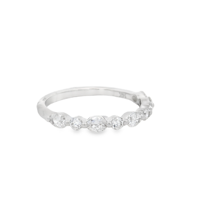 Alternating Shape Diamond Wedding Band - 2/3 Ct