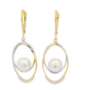 Two Tone Pearl Dangle Earrings