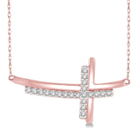 Sideways Diamond Cross Pendant