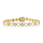 Alternating Diamond And Gold Ball Link Bracelet
