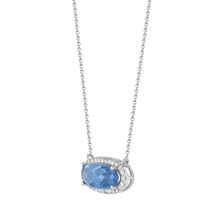 BLUE TOPAZ & DIAMOND PENDANT