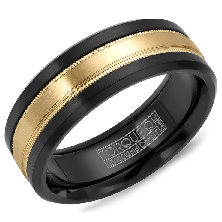 CROWN RING- BLACK COBALT WITH 14K YELLOW GOLD INLAY