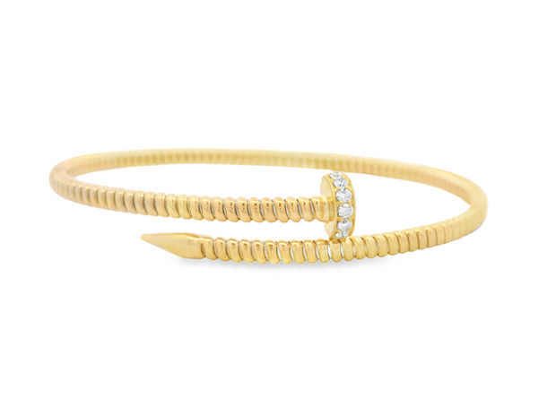 Diamond Nail Bypass Bangle Bracelet