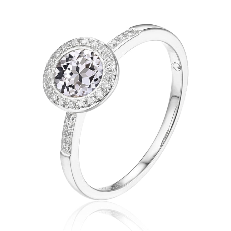 LUVENTE – WHITE TOPAZ & DIAMOND RING