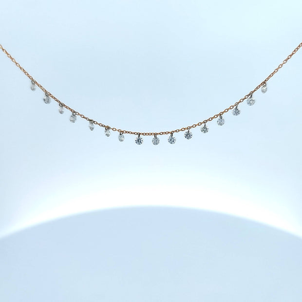 STATIONED FREE HANGING DIAMOND NECKLACE