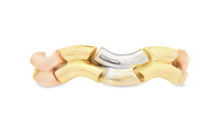 Three Tone Wide Band Gold Bracelet