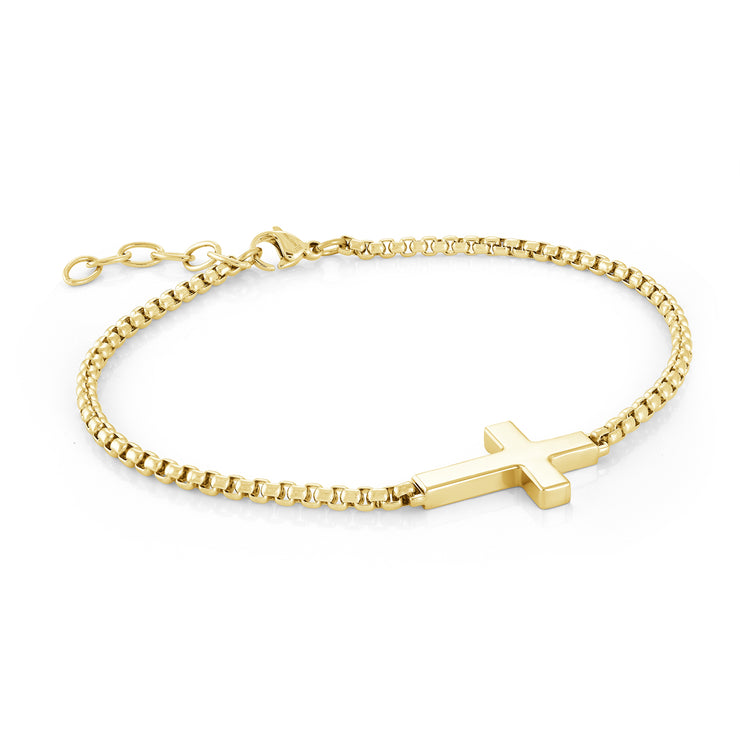 Round Box Chain Cross Bracelet