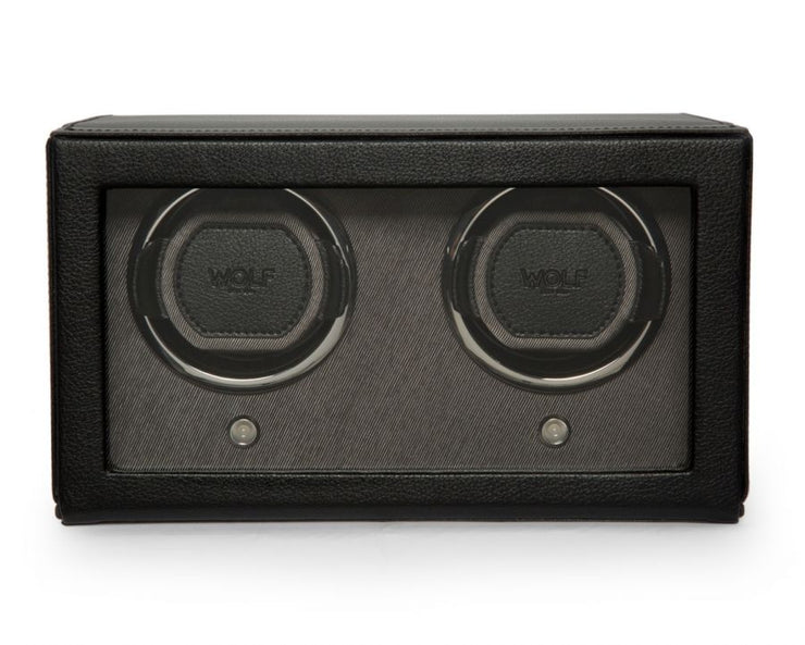Wolf - Cub Double Watch Winder with Cover - Black