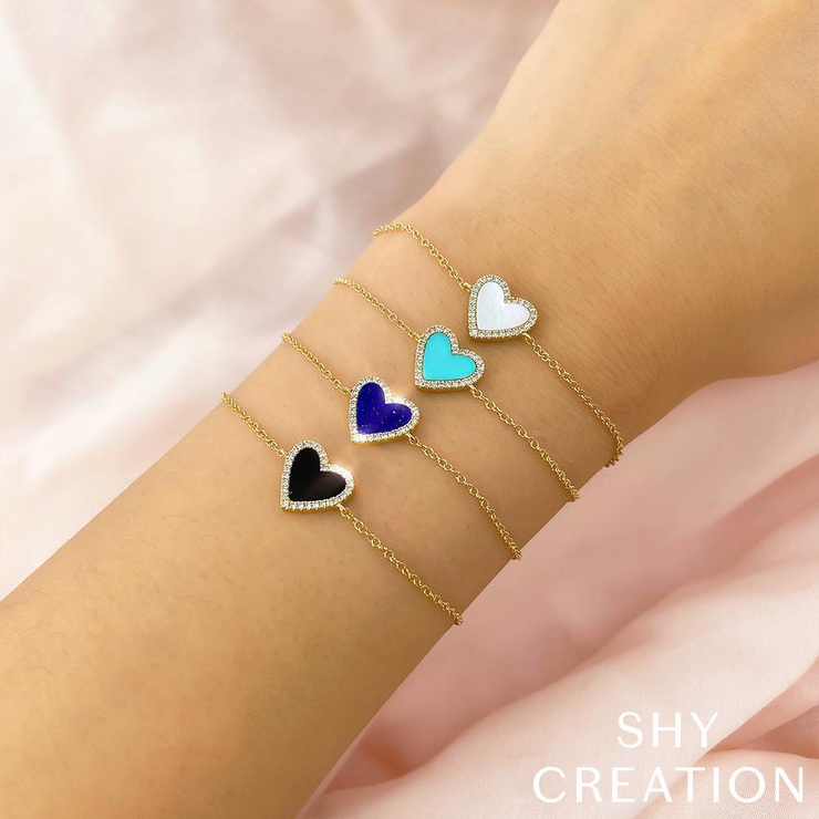 Shy Creation - Diamond And Mother Of Pearl Heart Bracelet