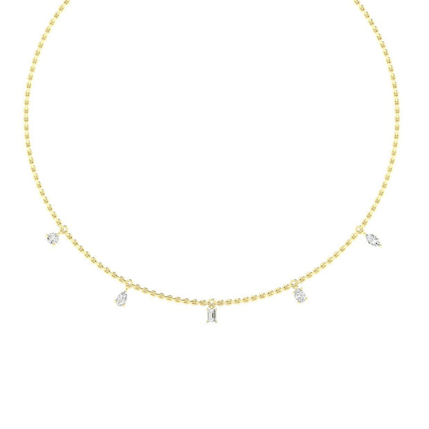 Various Shape Diamond Dangle Necklace