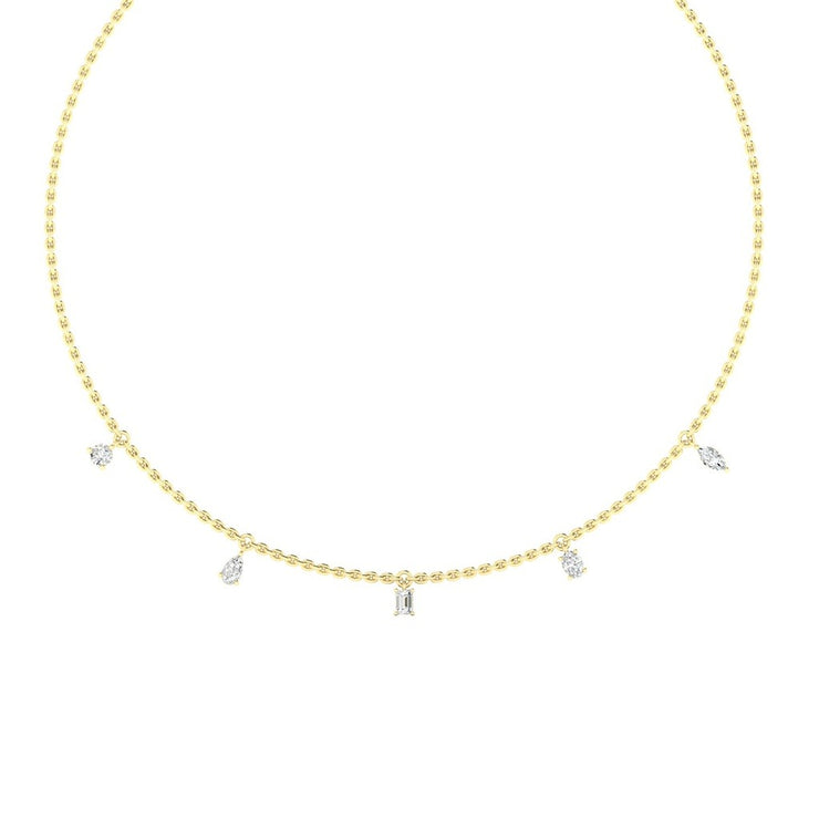 Various Shape Diamond Dangle Necklace