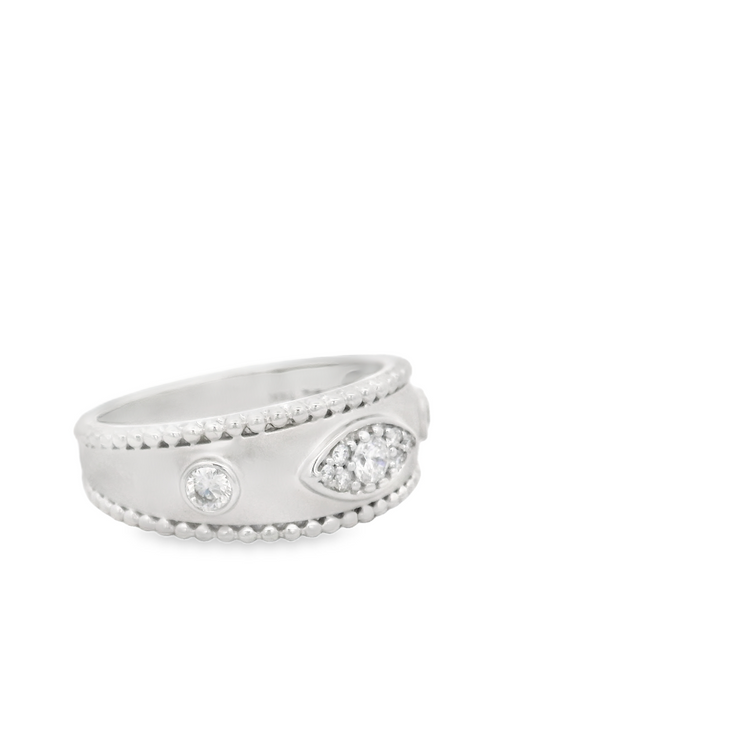 Matte East West Illusion Marquise Diamond Ring