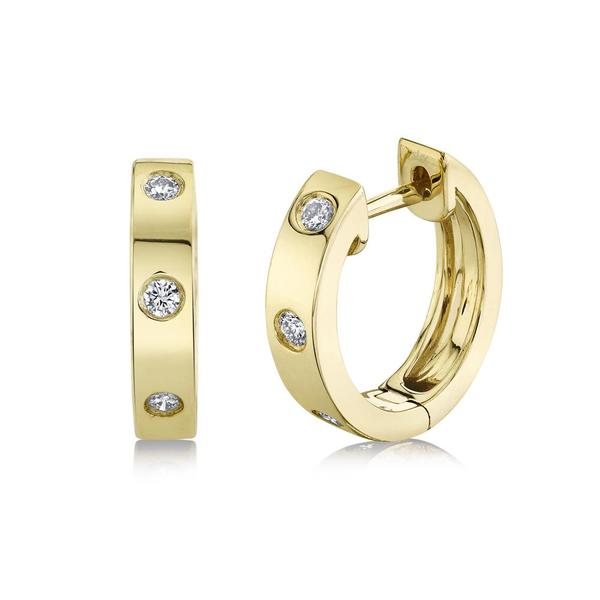 SHY CREATION - BEZEL SET DIAMOND HUGGIE HOOP EARRINGS