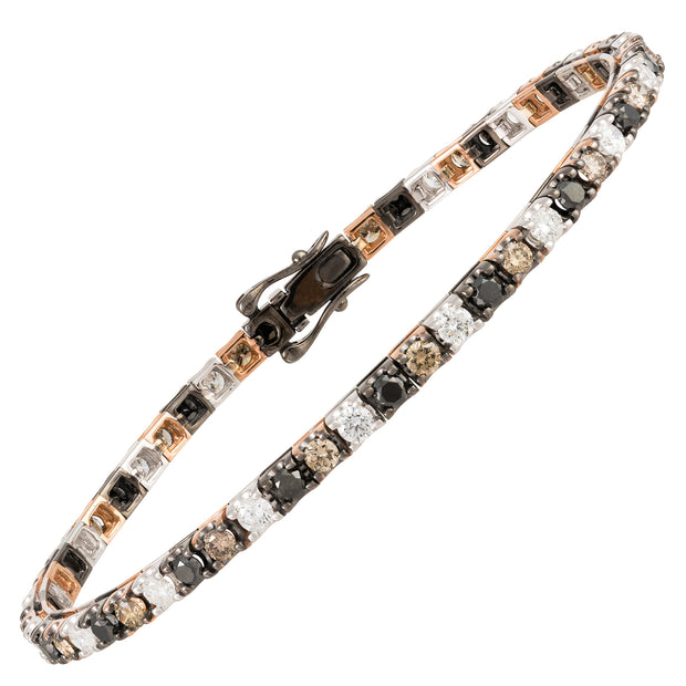 White, Black, & Cognac Diamond Tennis Bracelet