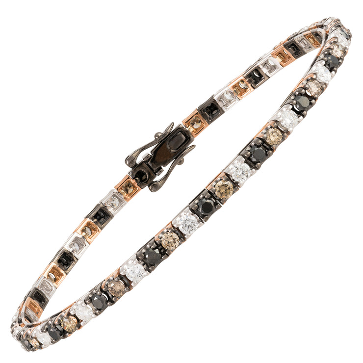 White, Black, & Cognac Diamond Tennis Bracelet