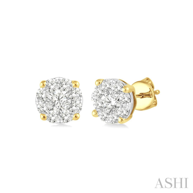 ASHI - "LOVEBRIGHT" CLUSTER DIAMOND STUD EARRINGS