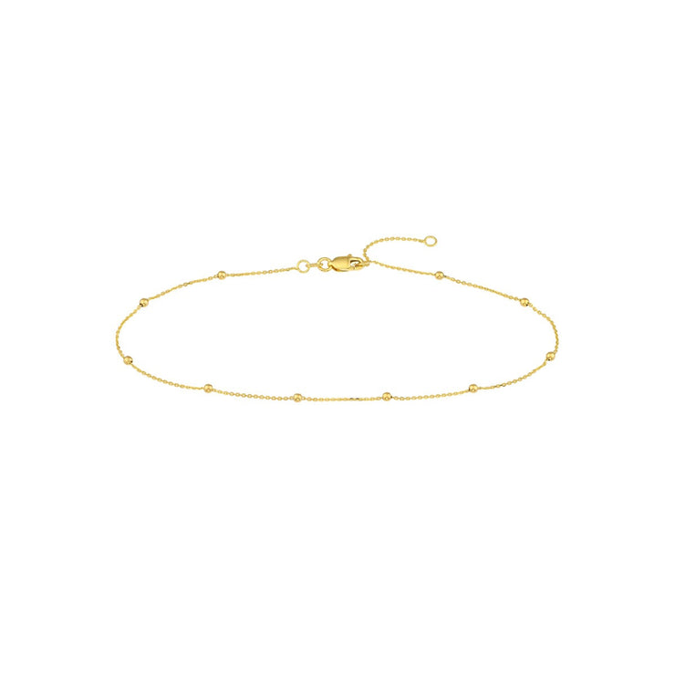 YELLOW GOLD BEADED ANKLET