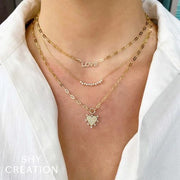 SHY CREATION - YELLOW GOLD DIAMOND & CULTURED PEARL NECKLACE