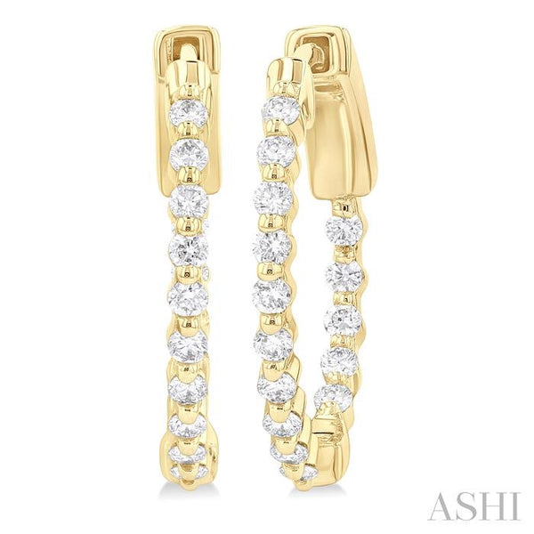 Siebke Hoyt Inside-Out Single Prong Set Round Cut Diamond Hoop Earrings With 0.51ctw Round Diamonds in 14K Yellow Gold