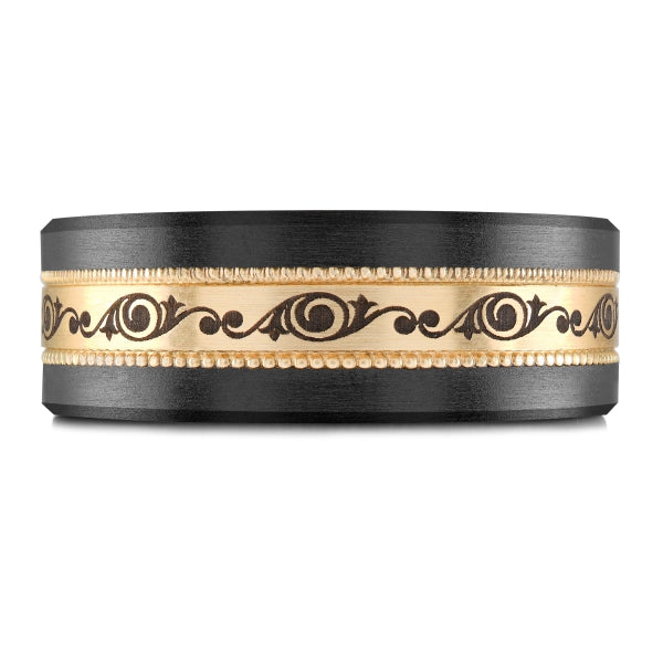 BLACK CARBON FIBER, GOLD & TANTALUM MARDINI WEDDING BAND