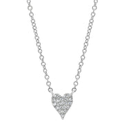 SHY CREATION- WHITE GOLD EXTRA SMALL DIAMOND PAVE HEART NECKLACE