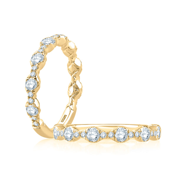 A Jaffe - Floating Bubble Diamond Wedding Band with Quilted Interior