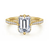 Siebke Hoyt Emerald Cut Diamond Compass Prong Engagement Ring in Gold Plated Sterling Silver
