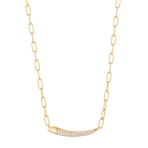ANIA HAIE - TOUGH LOVE GOLD PAVE BAR CHAIN NECKLACE