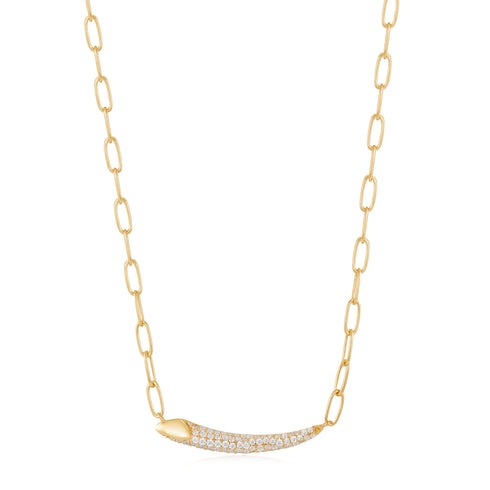 ANIA HAIE - TOUGH LOVE GOLD PAVE BAR CHAIN NECKLACE