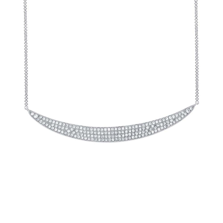 SHY CREATION - Lady's White 14 Karat Pave Crescent Of Round Diamonds Spliced On Chain Pendant With 0.42Tw Round Diamonds