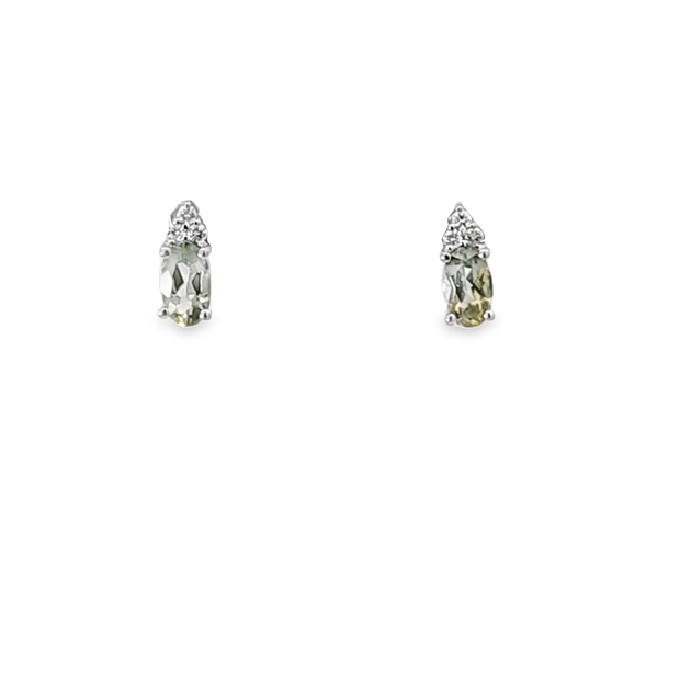 PERDIOT & DIAMOND STUD EARRINGS