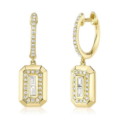 Shy Creation - Emerald Cluster Diamond Dangle Earrings