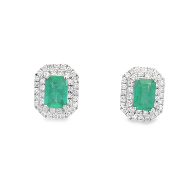 Emerald & Diamond Post Earrings