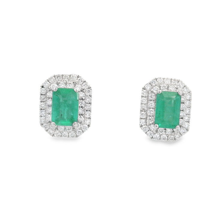 Emerald & Diamond Post Earrings