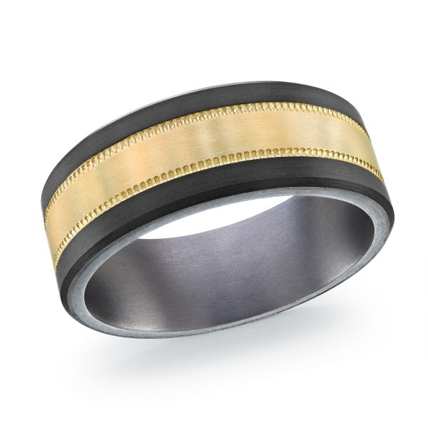 Black Carbon Fiber, Gold & Tantalum, Mardini Wedding Band