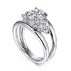 Siebke Hoyt Round Three Stone Diamond Split Shank Engagement Ring in Gold Plated Sterling Silver