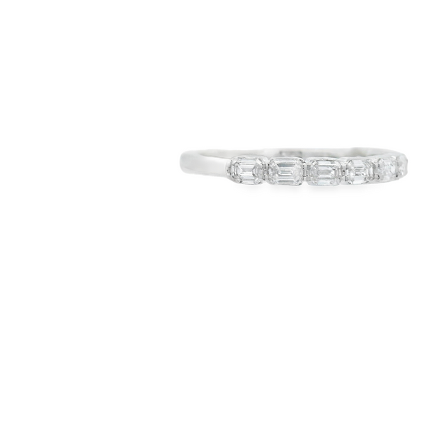 East West Emerald Diamond Wedding Band - 3/4 Ct