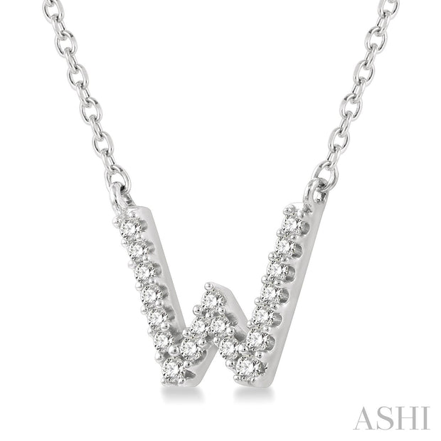 ASHI - 'W' DIAMOND INITIAL PENDANT