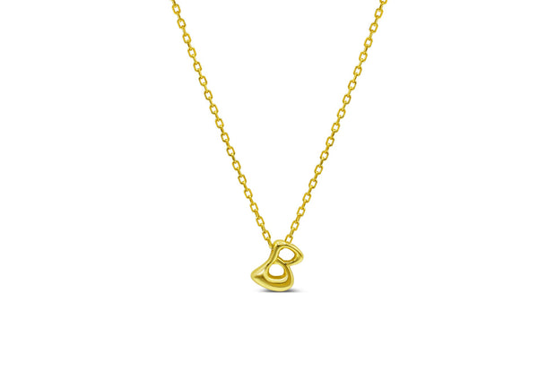 Gold Plated Initial B Bubble Letter Necklace