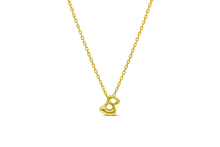 Gold Plated Initial B Bubble Letter Necklace