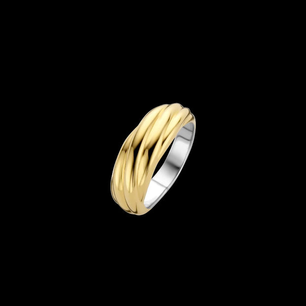 TI SENTO - Two Tone Sterling Silver Gold Plated Twisted Ring