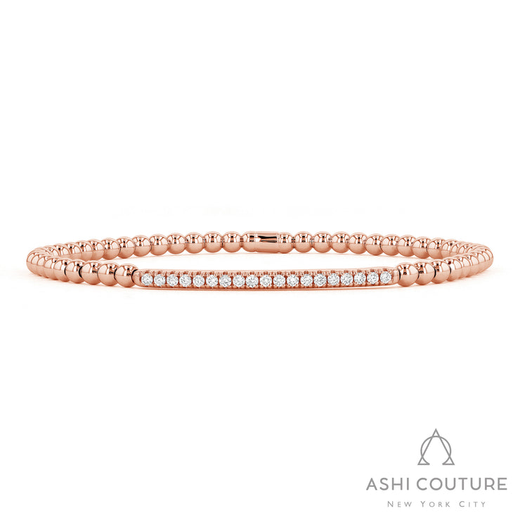 Couture Stretch Bead Bracelet With Diamond Bar