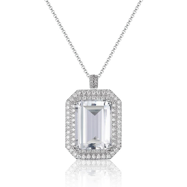 LUVENTE – WHITE TOPAZ & DIAMOND PENDANT