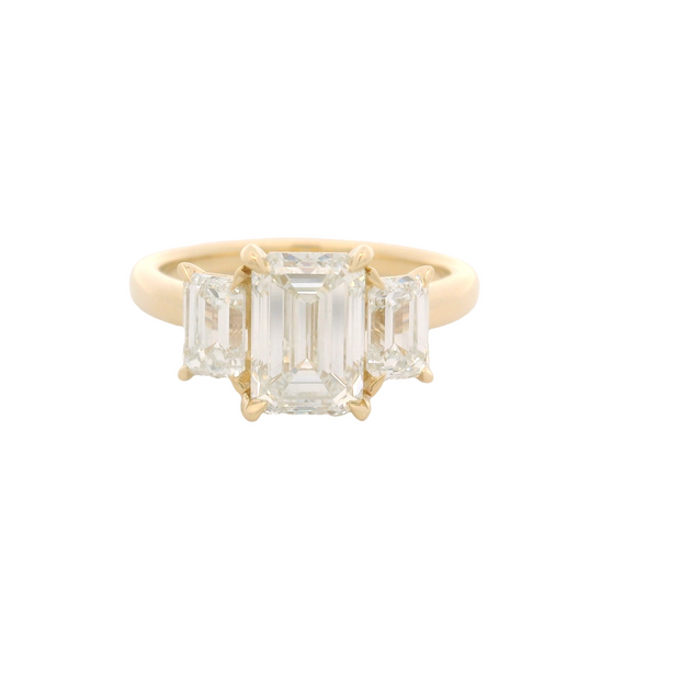 Emerald Cut 3 Stone Diamond Engagement Ring - 3 TCW