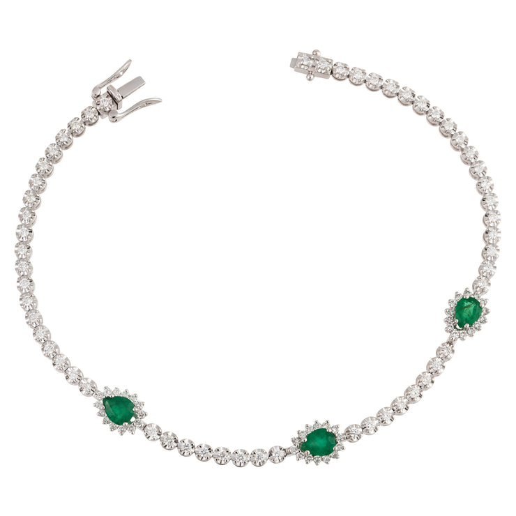 Emerald & Diamond Tennis Bracelet